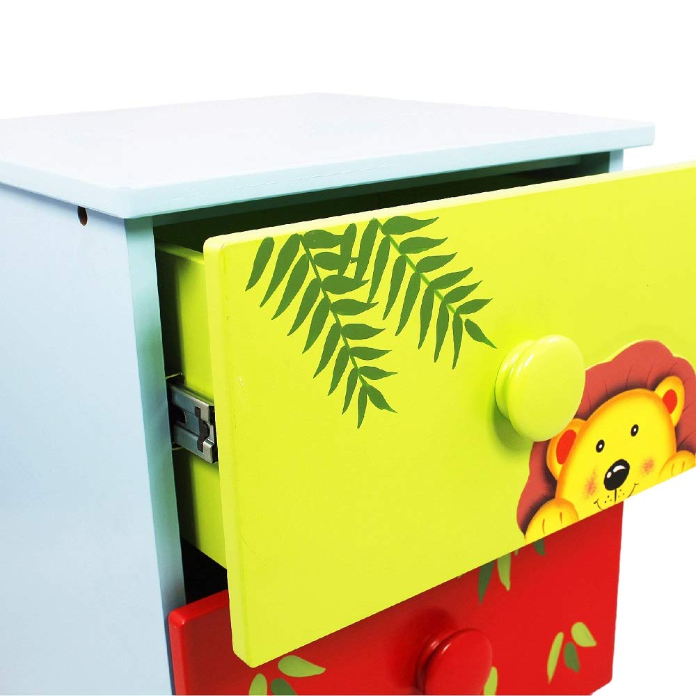 Fantasy Fields Sunny Safari Wooden Kids Toy Storage Organizer, 2-Drawer Toy Cabinet for Children Playroom, Living Room, Nursery, School, Multicolor