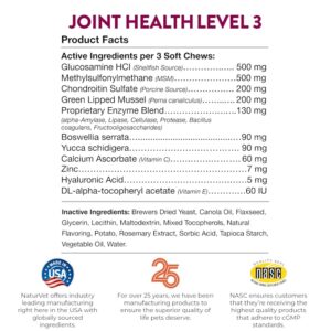 NaturVet Joint Health Level 3 Dog Soft Chew, 15.2 oz., Count of 180, 180 CT