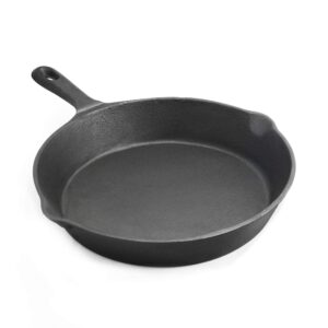 ExcelSteel Durable Kitchenware Perfect for Home Stovetop and Delicious Outdoor Cooking 10" Cast Iron Skillet, Black