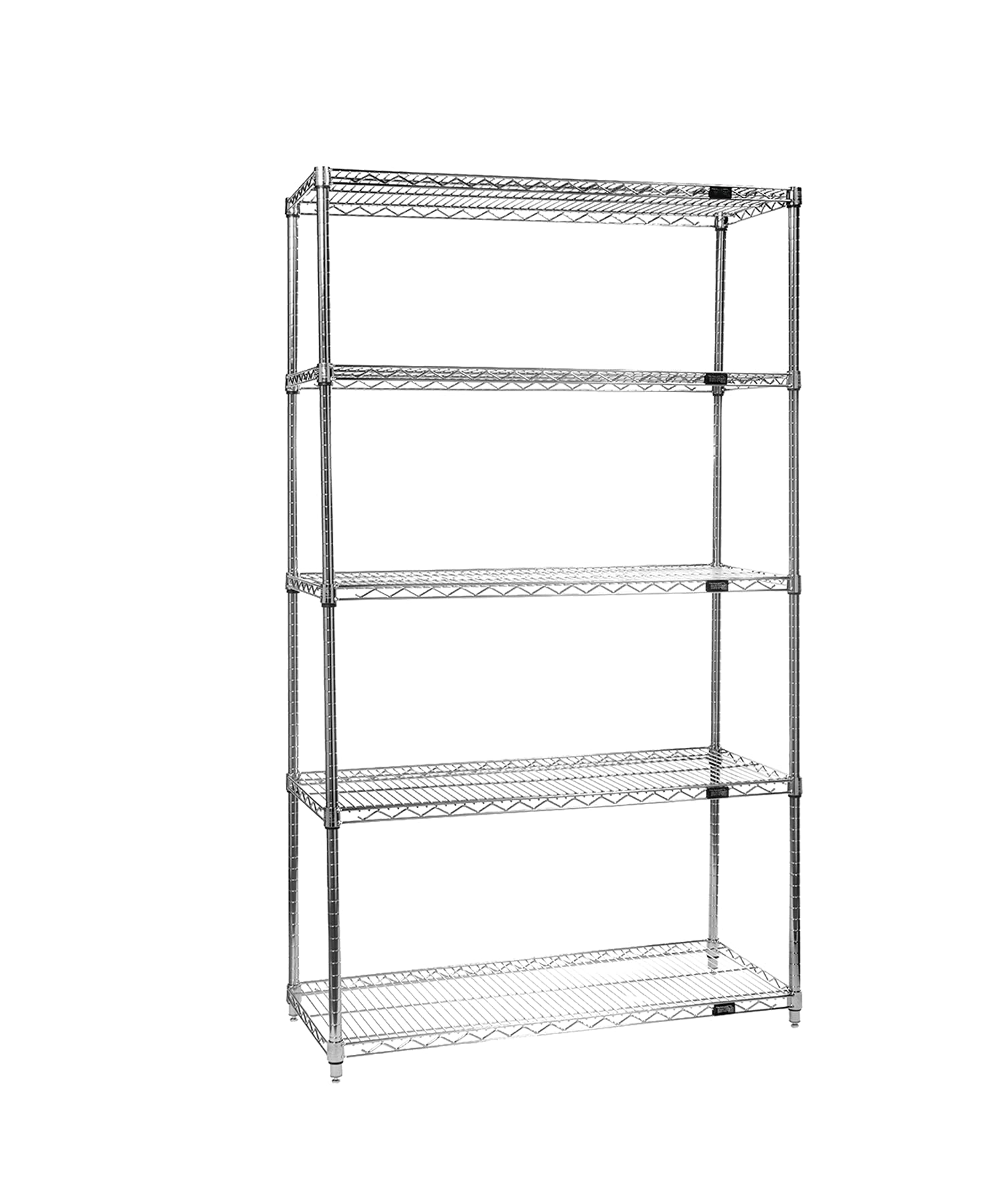 Quantum WR74-2436C-5 Wire Shelving Starter Kit, 36"W x 24"D x 74"H, 600 lbs Capacity, Carbon Steel, Chrome, NSF