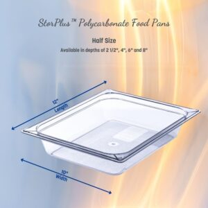 Carlisle FoodService Products Storplus 1/2-Size Food Pan for Catering, Buffets, and Restaurants, Polycarbonate 6 Inches Deep, Clear