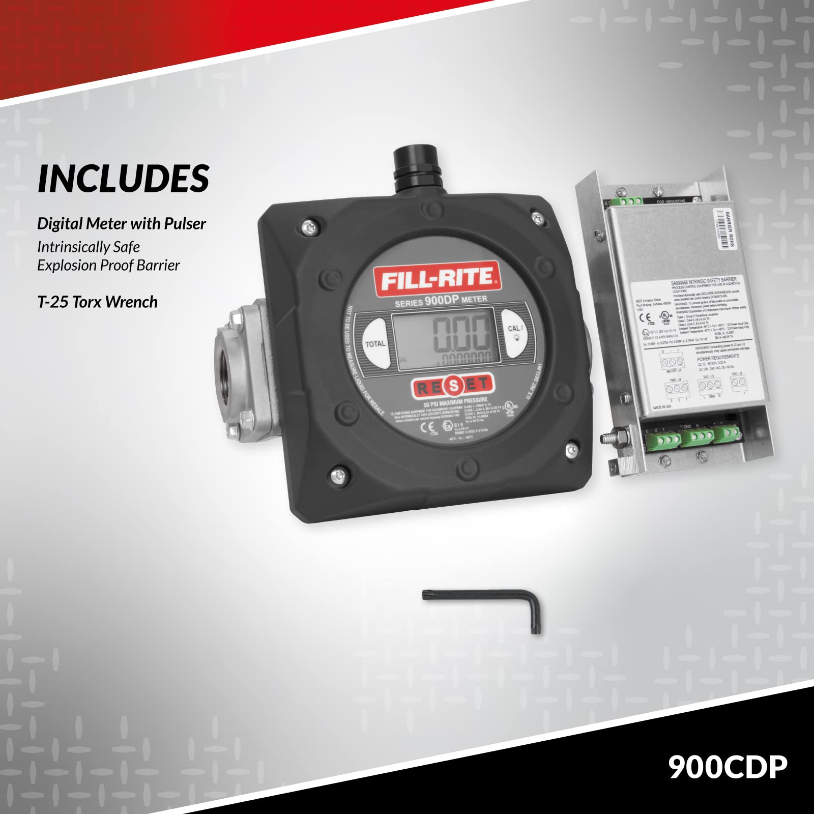 Fill-Rite 900CDP 1" 6-40 GPM(23-151 LPM) Digital Nutating Disc Fuel Transfer Meter with Pulse Output