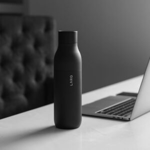 LARQ Bottle PureVis 25 oz - Self-Cleaning and Insulated Stainless Steel Water Bottle with UV Water Purifier and Award-winning Design | Reusable & Travel Friendly, 1-Year Warranty, Obsidian Black