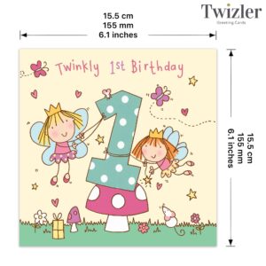 TWIZLER Happy 1st Birthday Card, 6.1 x 6.1 in, Envelope Included, Unisex-Kids