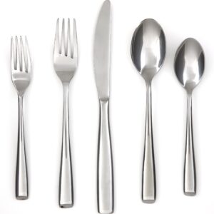 Cambridge Silversmiths Rachel Mirror 20-Piece Flatware Silverware Set, Stainless Steel, Service for 4, Includes Forks/Spoons/Knives