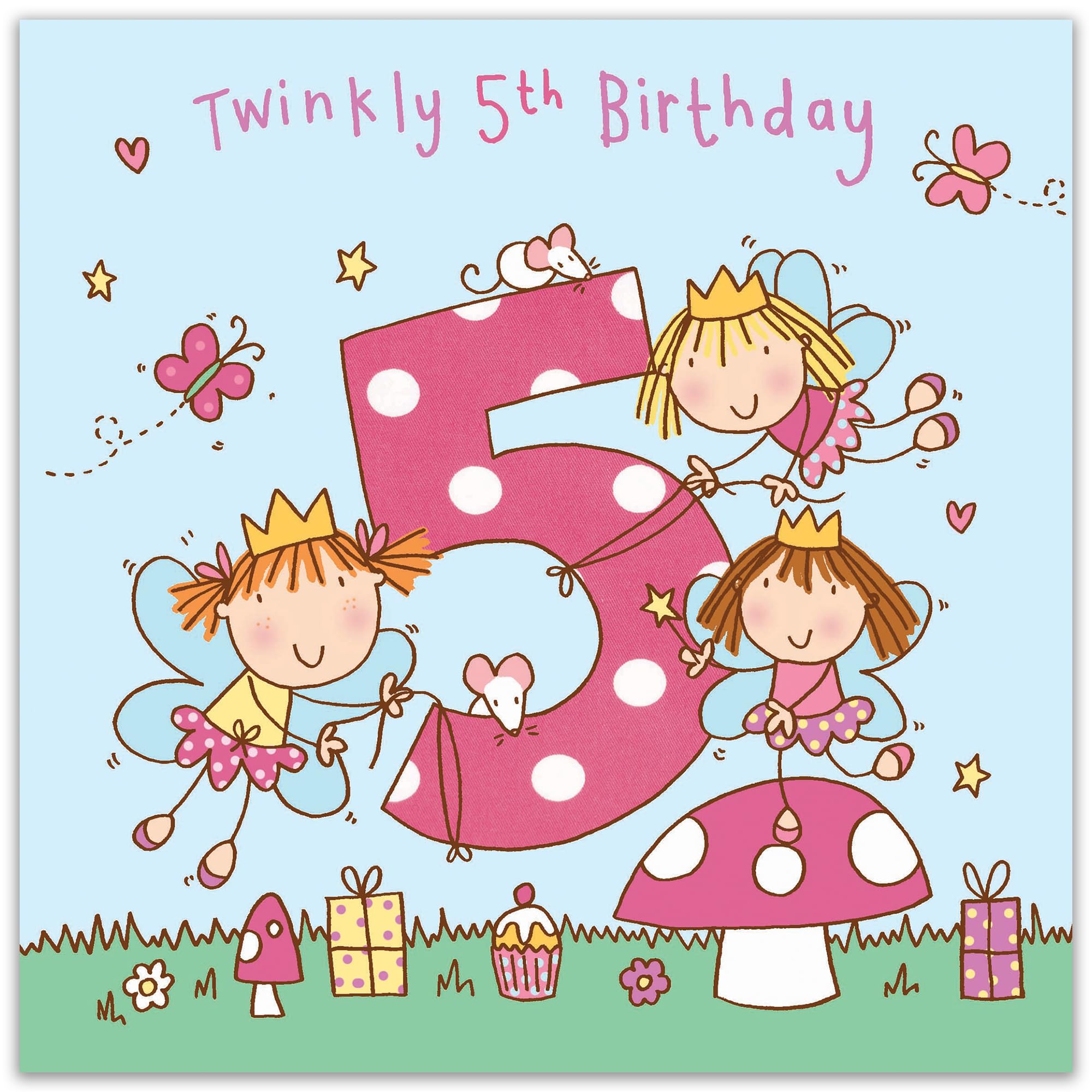 TWIZLER Happy 5th Birthday Card, 6.1 x 6.1 in, Envelope Included