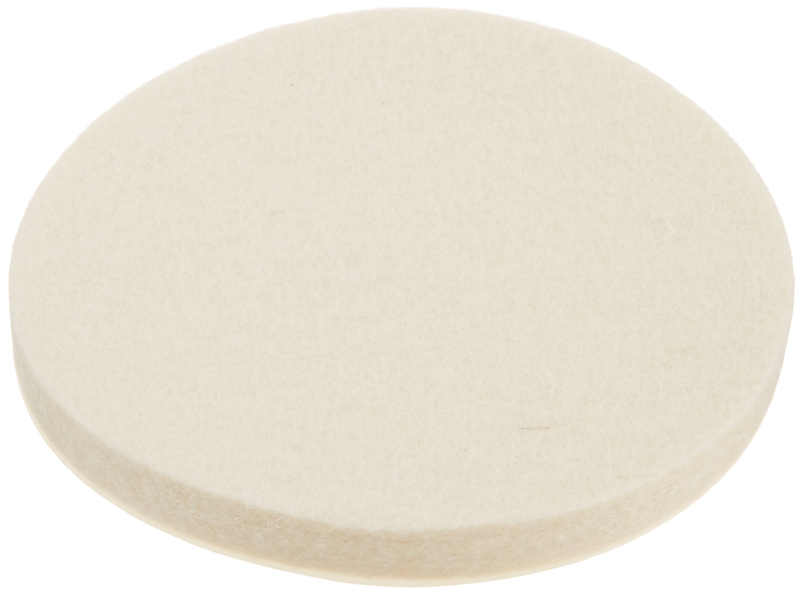 Grade F1 Pressed Wool Felt Disc, White, Meets SAE J314, 3/8" Thickness, 4" Diameter, Adhesive Backed