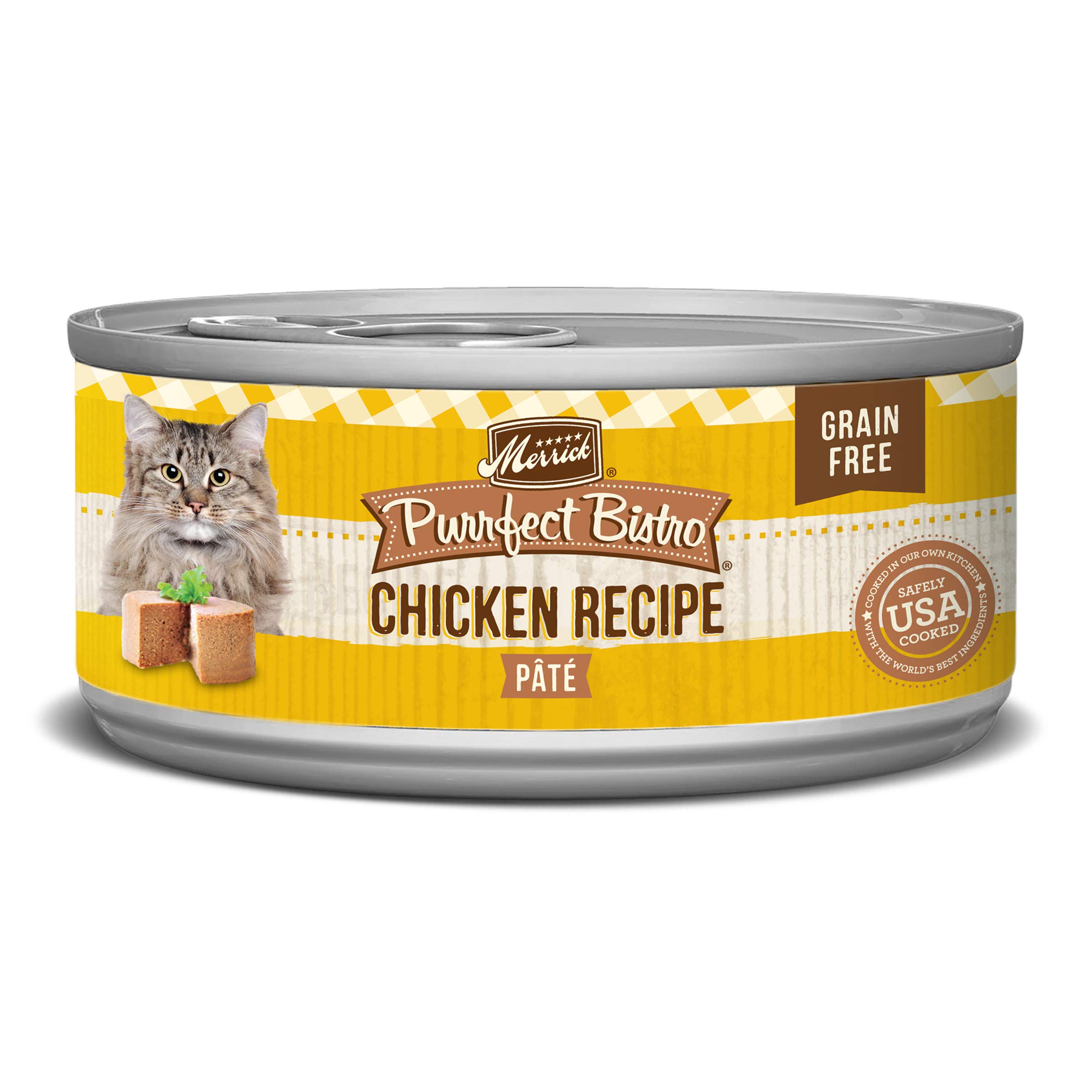 Merrick Purrfect Bistro Grain Free Premium Soft Canned Pate Adult Wet Cat Food, High Protein Chicken Recipe - (Pack of 24) 5.5 oz. Cans