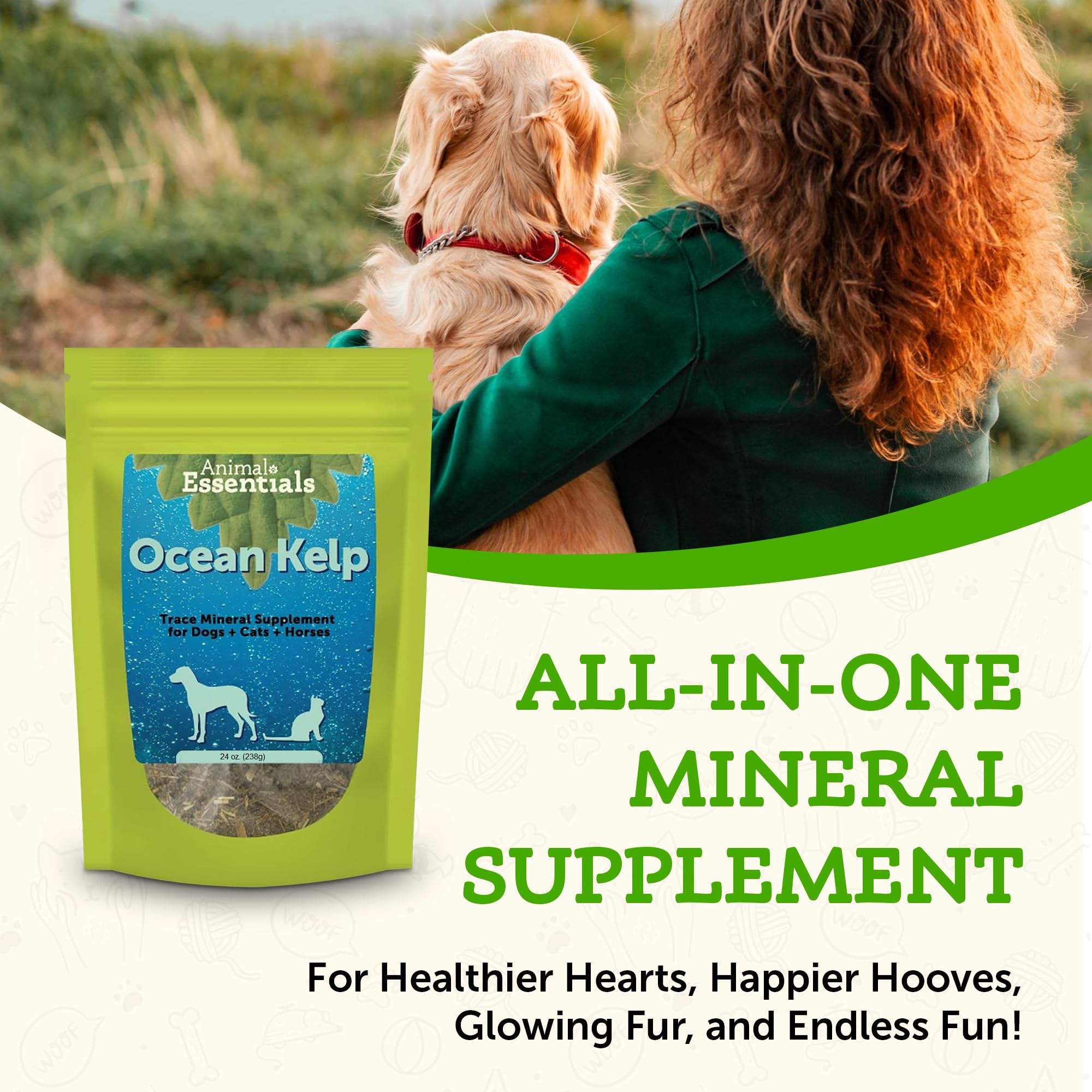 Animal Essentials Ocean Kelp for Dogs & Cats - Thyroid Support, Thyroid Supplement, Sea Kelp, Kelp Powder, Trace Mineral Supplement - 24 Oz