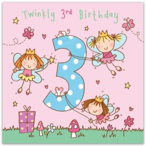 TWIZLER Happy 3rd Birthday Card, Multicolor, 6.1 x 6.1 in