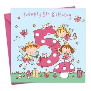 twizler happy 5th birthday card, 6.1 x 6.1 in, envelope included