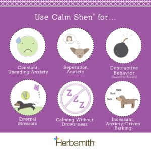 Herbsmith Calm Shen – Herbal Blend for Dogs & Cats – Natural Anxiety Remedy for Dogs & Cats – Feline and Canine Calming Supplement – 270 Tablets