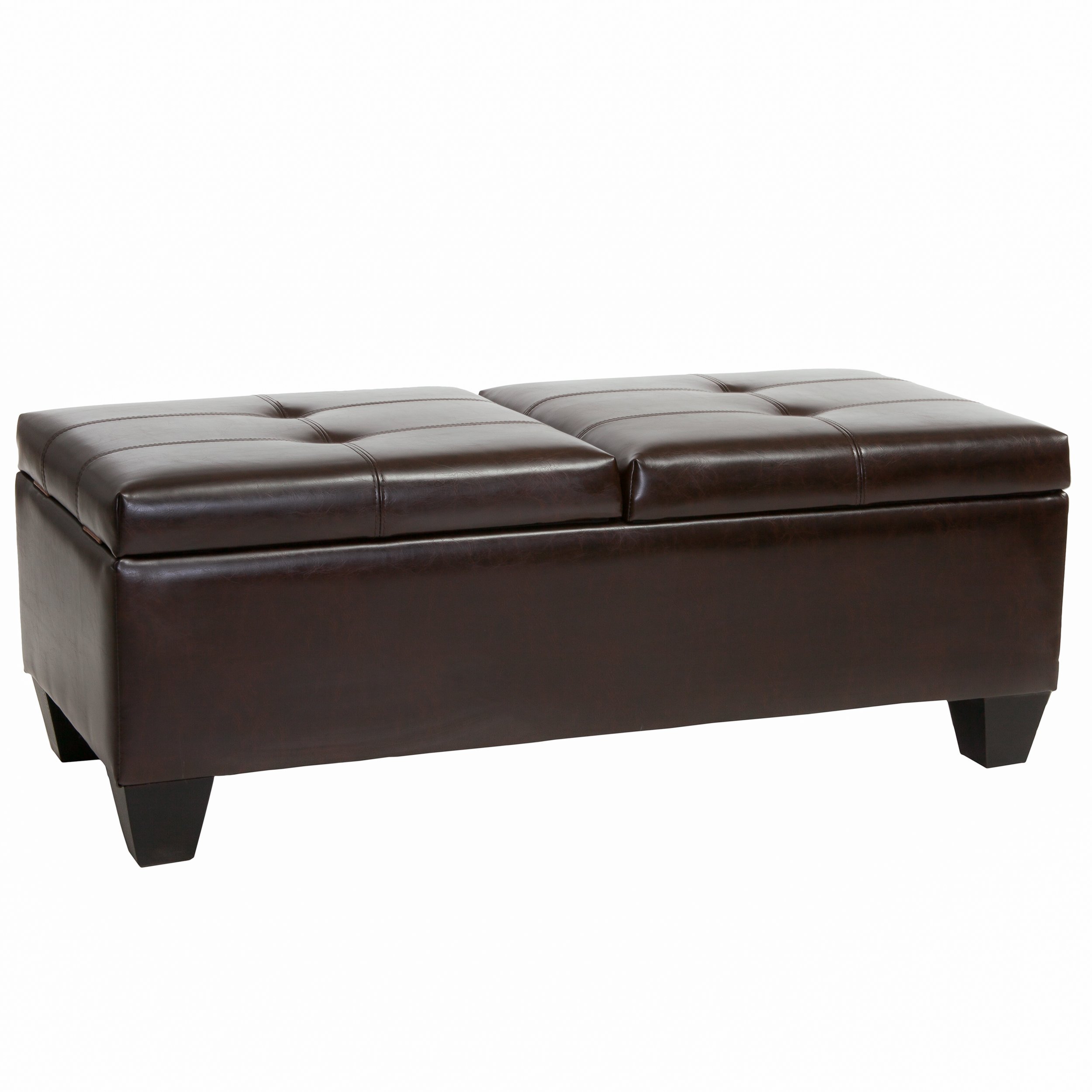 Christopher Knight Home GDFStudio Christopher Knight Home Merrill Double Opening Leather Storage Ottoman, Chocolate Brown