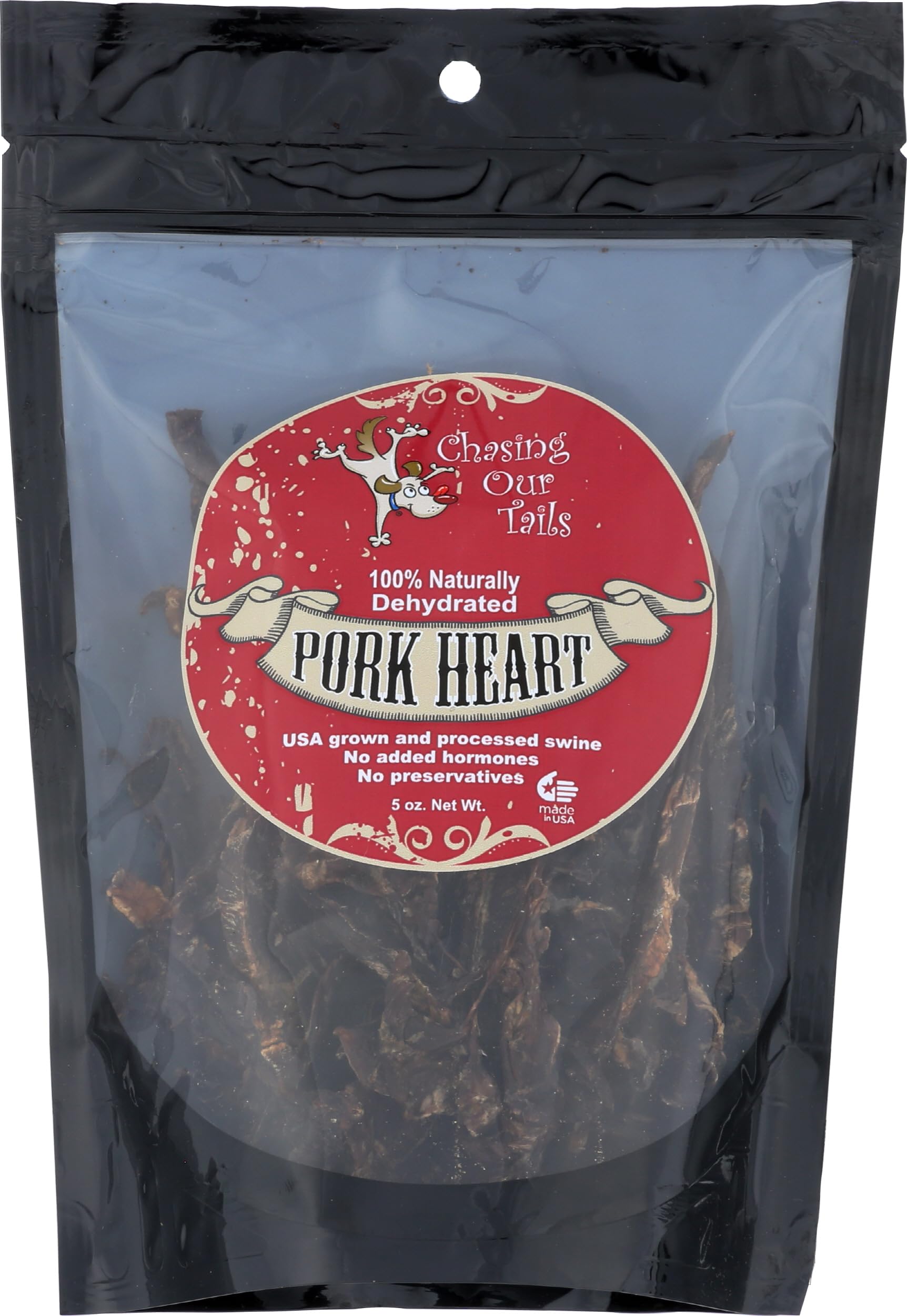 Chasing Our Tails Naturally Dehydrated Pork Heart For Pets, 5-Ounce