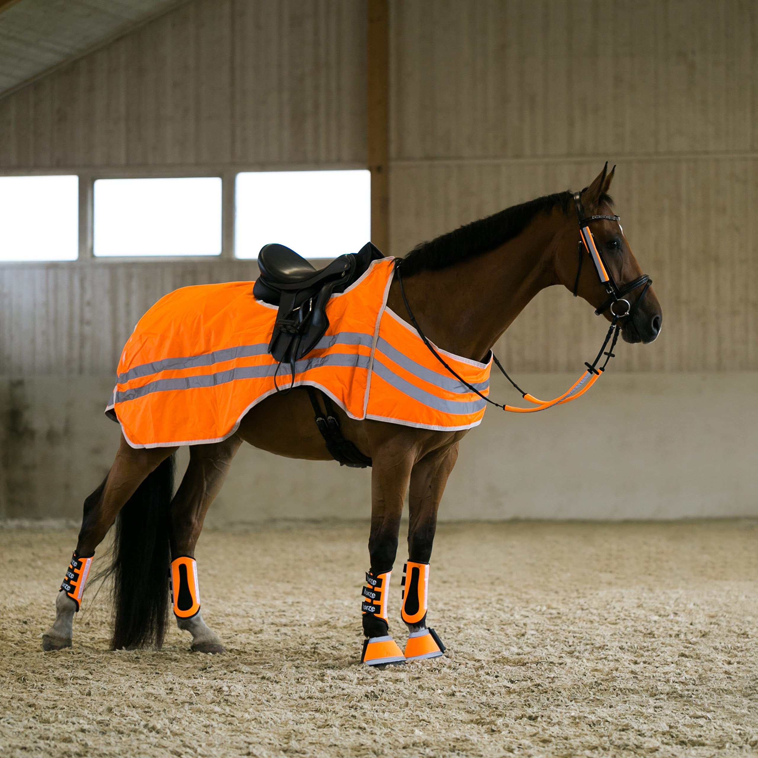 HORZE Reflective Wrap Riding Sheet - Orange - 72 in