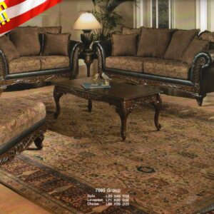 Roundhill Furniture San Marino 2-Tone Fabric Sofa & Loveseat, Chocolate, (LH7685SL)