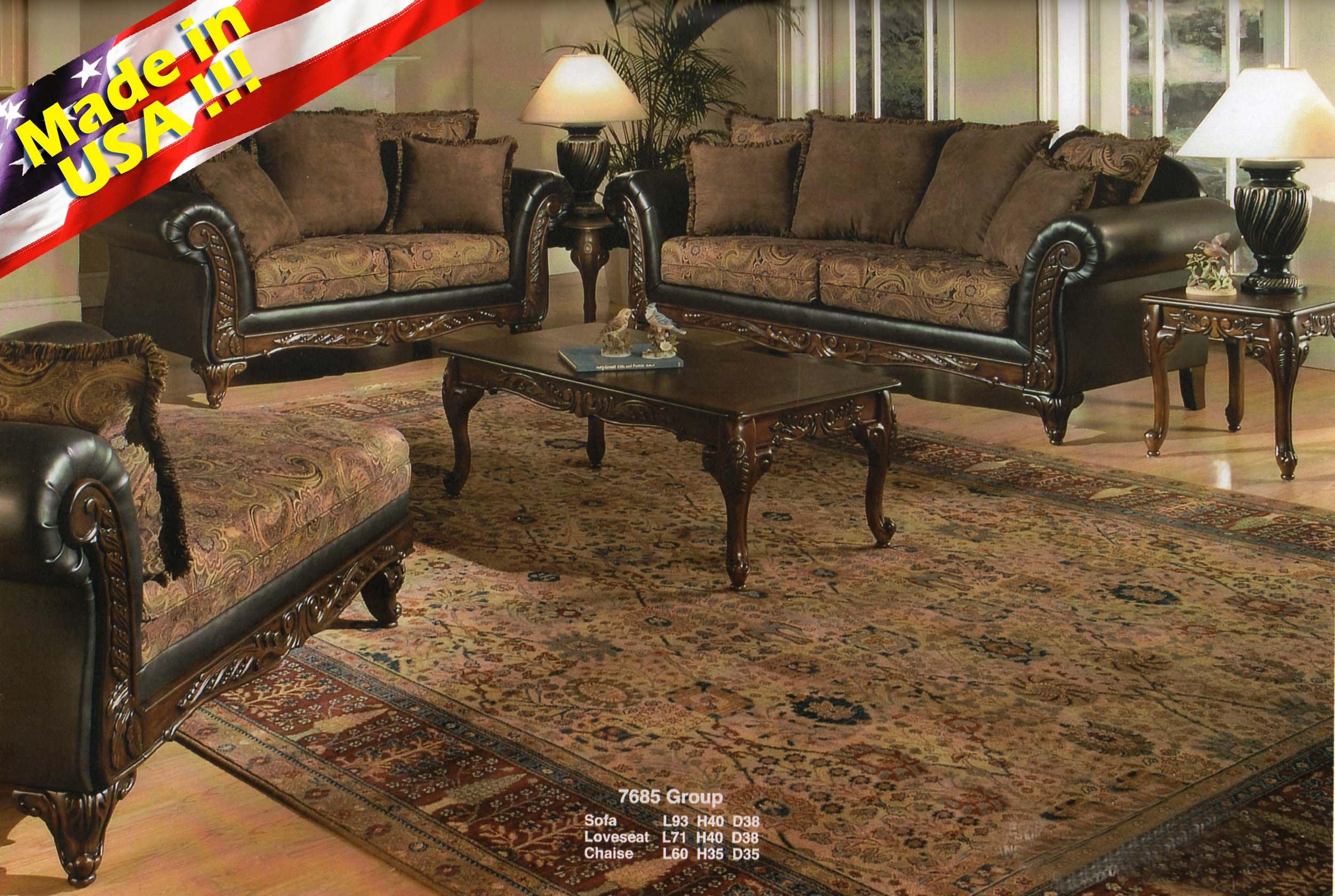 Roundhill Furniture San Marino 2-Tone Fabric Sofa & Loveseat, Chocolate, (LH7685SL)