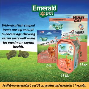 Feline Dental Treats — Tasty and Crunchy Cat Dental Treats Grain Free — Natural Dental Treats to Clean Cat Teeth, Freshen Cat Breath, and Reduce Plaque and Tartar Buildup — Salmon Treats, 3 oz