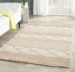 safavieh natura collection accent rug - 4' x 6', beige, handmade wool, ideal for high traffic areas in entryway, living room, bedroom (nat217a)