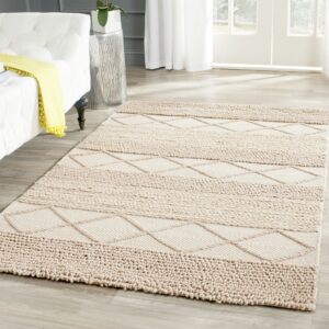 SAFAVIEH Natura Collection Accent Rug - 4' x 6', Beige, Handmade Wool, Ideal for High Traffic Areas in Entryway, Living Room, Bedroom (NAT217A)