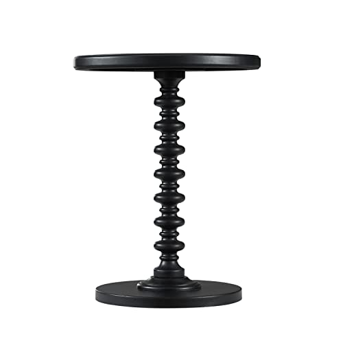 Powell Furniture Round Spindle Table, Black 17 x 22.25 x 17