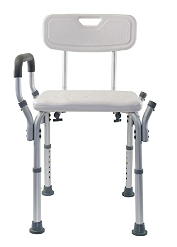 Essential Medical Supply Height Adjustable Shower and Bath Bench with Padded Arms, Contoured Back and Textured Shower Chair Seat - Perfect for The Bath and Shower