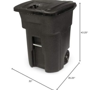 Toter 025B96-R1BKS Bear Resistant Residential Heavy Duty 2-Wheeled Trash Can with Attached Bear Tight Lid, 96 Gallon, Blackstone