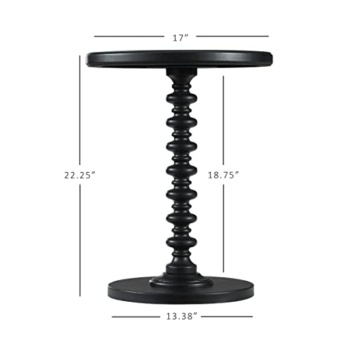 Powell Furniture Round Spindle Table, Black 17 x 22.25 x 17