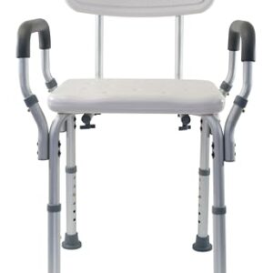 Essential Medical Supply Height Adjustable Shower and Bath Bench with Padded Arms, Contoured Back and Textured Shower Chair Seat - Perfect for The Bath and Shower