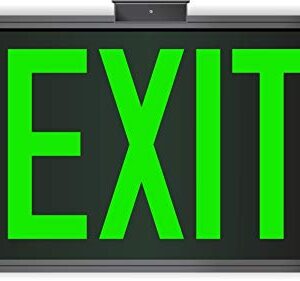 Photoluminescent Exit Sign Green Framed Flag/Ceiling Mount Double Sided. UL 924 Code Approved.