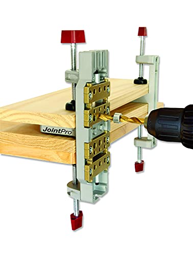 Milescraft 1311 Joint Pro Professional, Self-Clamping All Steel Doweling Jig - Quality - Includes 4 Guide Bushings for 1/4 in., 5/16 in. and 3/8 in. Dowels,Silver