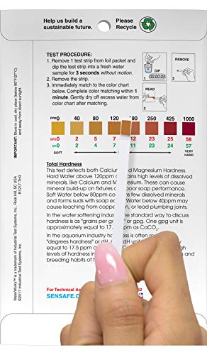 Industrial Test Systems WaterWorks 481108 Total Hardness Test Strip, 3 Second Test Time, 0-1000ppm Range (Pack of 30)