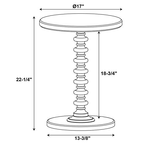 Powell Furniture Round Spindle Table, Black 17 x 22.25 x 17