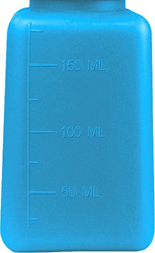 Menda 35285 Pure Touch Stainless Steel Liquid Dispenser Pump, ESD Safe durAstatic Square Bottle, 6 oz, High Density Polyethylene/Stainless Steel, Blue