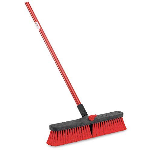 LIBMAN Red Recycled PET Sweeping Push Broom with Handle