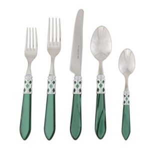 vietri aladdin brilliant green 5-piece place setting, 18/10 stainless steel forks spoons & knife