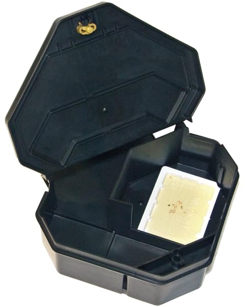 JT EATON 904 Gold Key Rat Depot Plastic Heavy Duty Tamper Resistant Bait Station with Solid Lid, 11-3/8" Length x 10-1/4" Width x 3-1/2" Height (Case of 6)