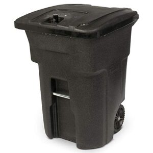 toter 025b96-r1bks bear resistant residential heavy duty 2-wheeled trash can with attached bear tight lid, 96 gallon, blackstone