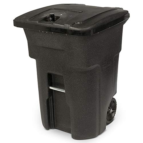 Toter 025B96-R1BKS Bear Resistant Residential Heavy Duty 2-Wheeled Trash Can with Attached Bear Tight Lid, 96 Gallon, Blackstone