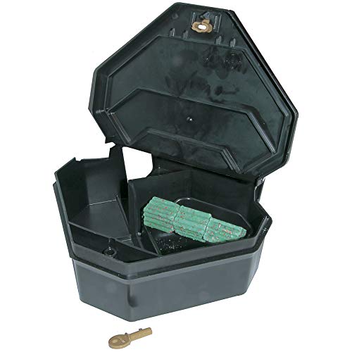 JT EATON 904 Gold Key Rat Depot Plastic Heavy Duty Tamper Resistant Bait Station with Solid Lid, 11-3/8" Length x 10-1/4" Width x 3-1/2" Height (Case of 6)