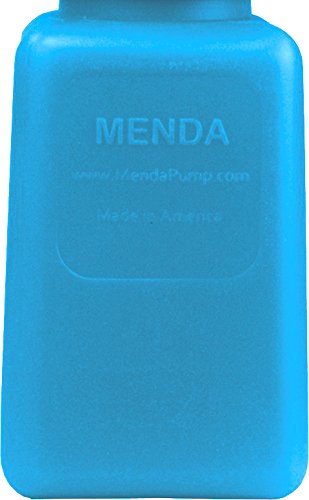 Menda 35285 Pure Touch Stainless Steel Liquid Dispenser Pump, ESD Safe durAstatic Square Bottle, 6 oz, High Density Polyethylene/Stainless Steel, Blue