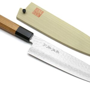 Yoshihiro VG10 46 Layers Hammered Damascus Santoku Japanese Multipurpose Chef Knife (Ambrosia Handle)