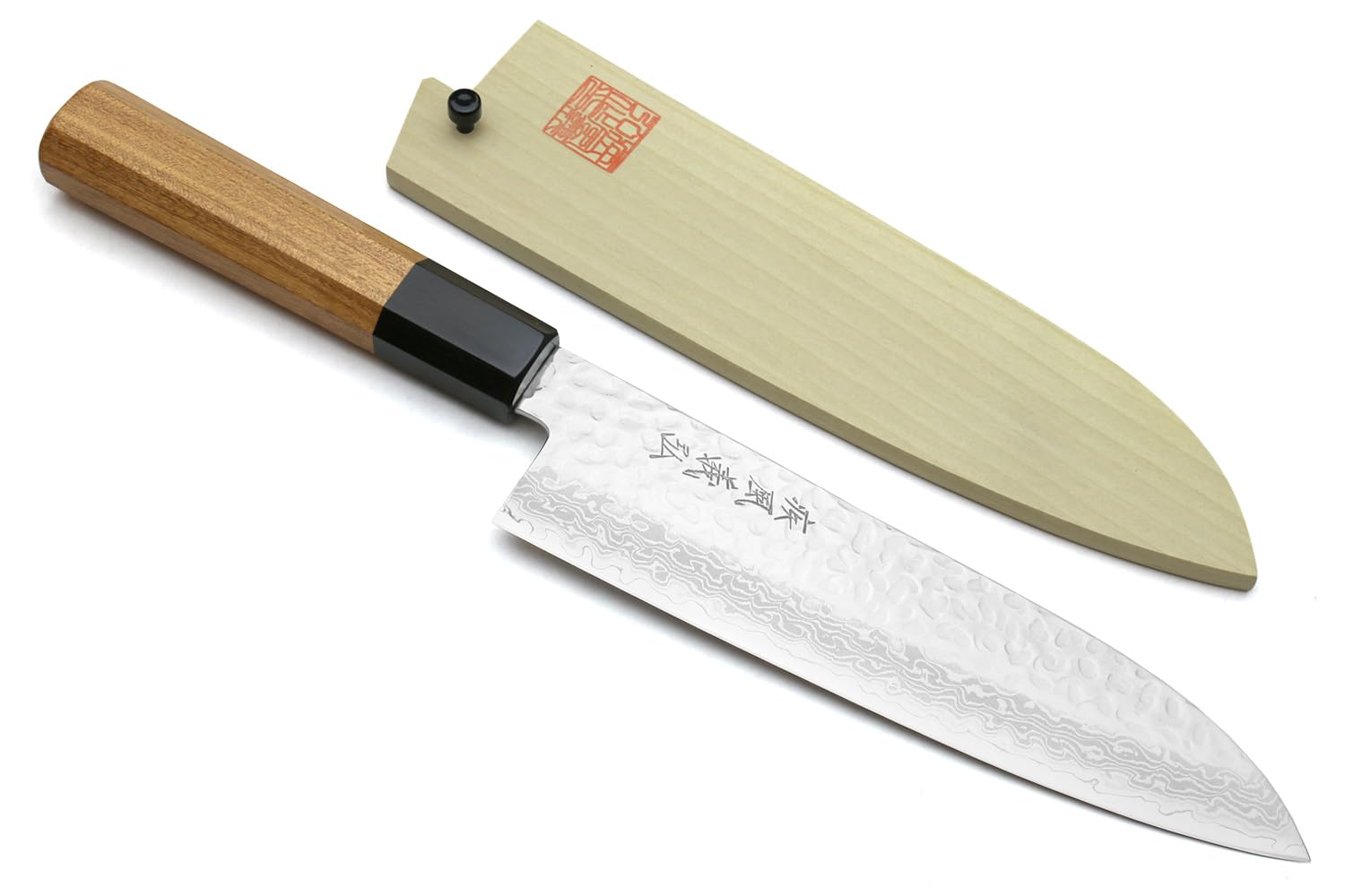 Yoshihiro VG10 46 Layers Hammered Damascus Santoku Japanese Multipurpose Chef Knife (Ambrosia Handle)