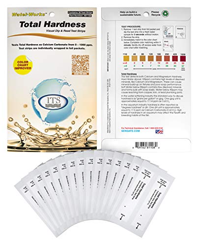 Industrial Test Systems WaterWorks 481108 Total Hardness Test Strip, 3 Second Test Time, 0-1000ppm Range (Pack of 30)