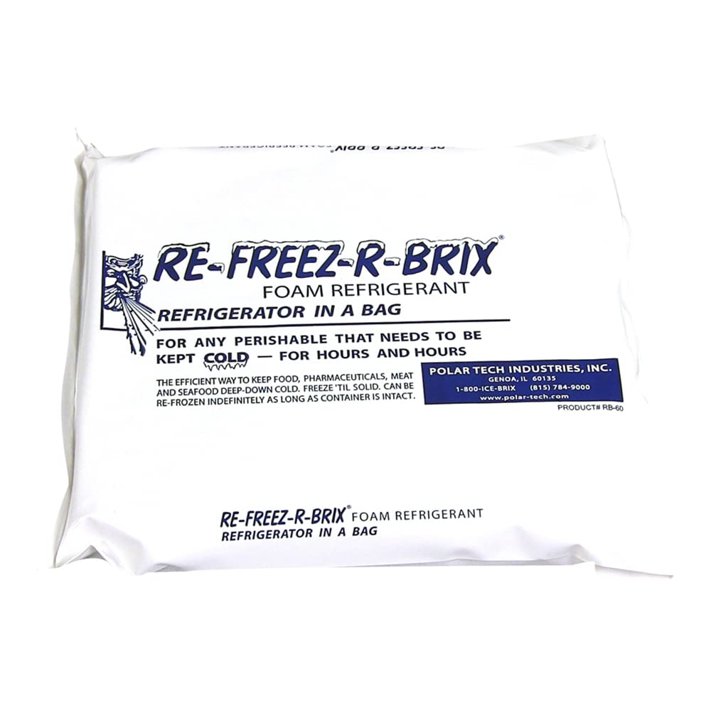 Polar Tech RE-FREEZ-R-BRIX RB60 Foam Refrigerant Packs, 64oz Capacity (Case of 3)