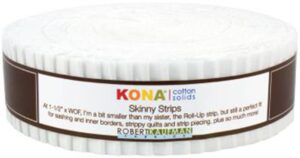 robert kaufman ss-102-40 40 piece skinny strips kona cotton solid fabric, white , ash