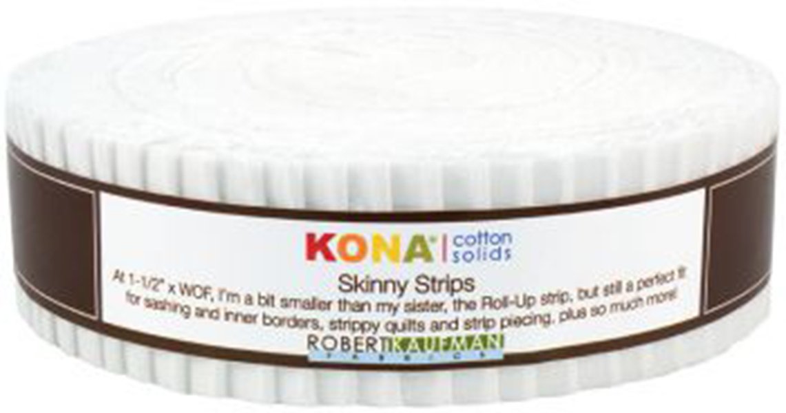 Robert Kaufman SS-102-40 40 Piece Skinny Strips Kona Cotton Solid Fabric, White , Ash