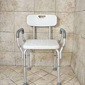 Essential Medical Supply Height Adjustable Shower and Bath Bench with Padded Arms, Contoured Back and Textured Shower Chair Seat - Perfect for The Bath and Shower