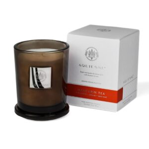 aquiesse mandarin tea large candle in gift box, smoke brown