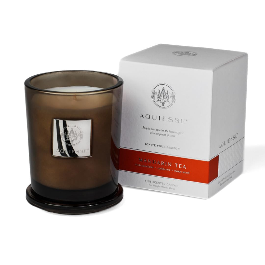 Aquiesse Mandarin Tea Large Candle in Gift Box, Smoke Brown